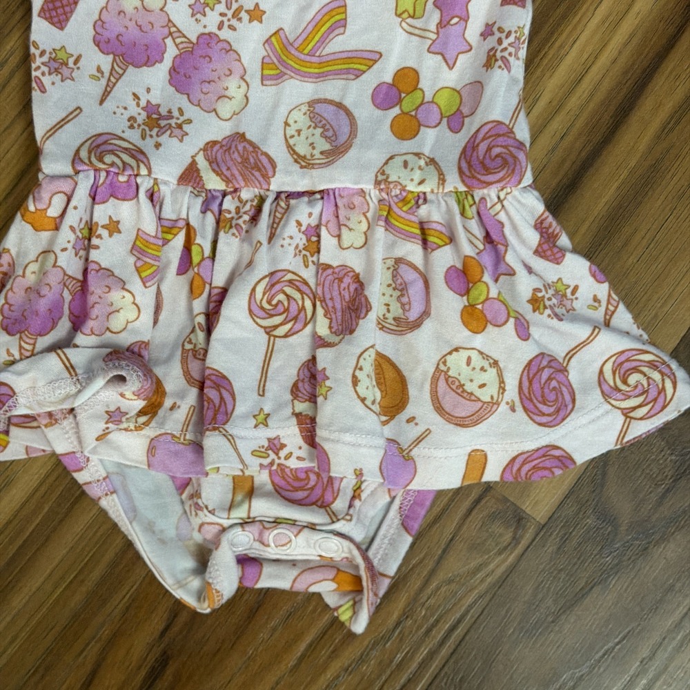 Dream Big Little Baby Girls 0-3 Months Bodysuit Dress Sweet Treats Bamboo Pink - Picture 3 of 5